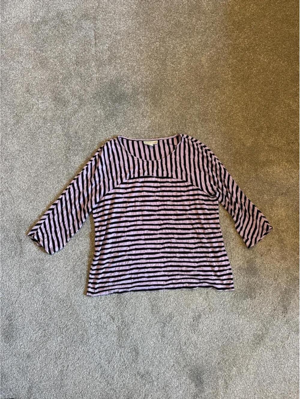 Dana Buchman Y2K/90s Style Purple Striped 3/4 Length Top - L